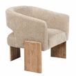 Tess Accent Chair 2-Piece Set in Modern Beige Ribbed Linen on Solid Wood