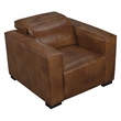 Riseholme Reclining Lounge Chair with Black Legs and Contemporary Tan Leather