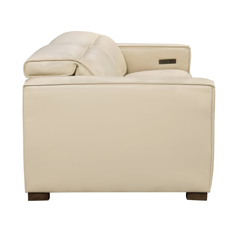 Riseholme Reclining Sofa with Barista Brown Legs in Contemporary Beige Leather