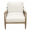 Venus Lounge Chair in Mid-Century Ivory Boucle Fabric on Natural Solid Wood