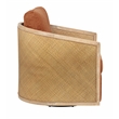 Keegan Rattan Swivel Chair in Terracotta Linen Fabric with Coastal Wood Trim