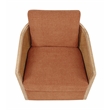 Keegan Rattan Swivel Chair in Terracotta Linen Fabric with Coastal Wood Trim