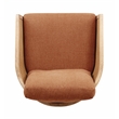 Keegan Rattan Swivel Chair in Terracotta Linen Fabric with Coastal Wood Trim