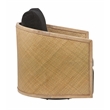 Keegan Rattan Swivel Chair in Ebony Linen Fabric with Coastal Solid Wood Trim