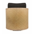 Keegan Rattan Swivel Chair in Ebony Linen Fabric with Coastal Solid Wood Trim