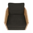 Keegan Rattan Swivel Chair in Ebony Linen Fabric with Coastal Solid Wood Trim