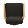 Keegan Rattan Swivel Chair in Ebony Linen Fabric with Coastal Solid Wood Trim