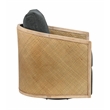 Keegan Rattan Swivel Chair in Denim Linen Fabric with Coastal Solid Wood Trim