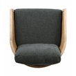 Keegan Rattan Swivel Chair in Denim Linen Fabric with Coastal Solid Wood Trim