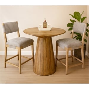 Jaden 36&quot Counter Table Set with 2 Clara Bar Chairs in Slate Gray Linen