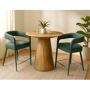 Jaden 36&quot Counter Table Set with 2 Galway Counter Chairs in Teal Linen