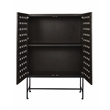 Becca 2-Door Tall Cabinet in Modern Antique Black Finish on Pine Solid Wood