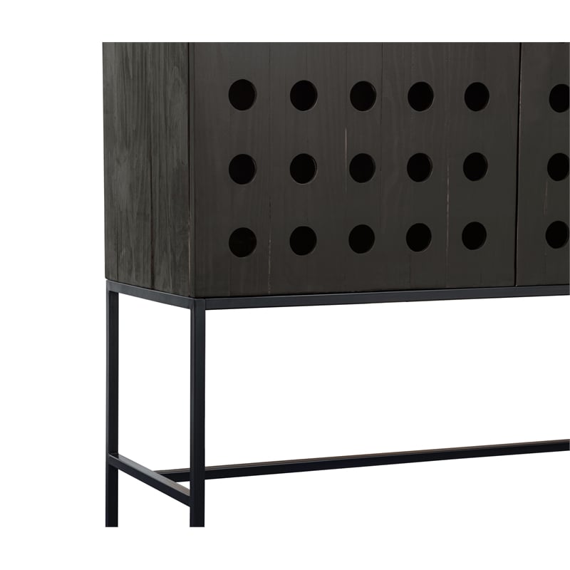 Becca 2-Door Tall Cabinet in Modern Antique Black Finish on Pine Solid Wood