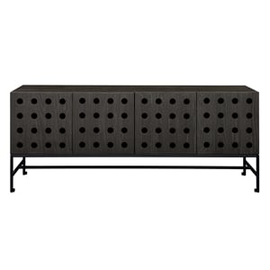 Becca 4-Door Sideboard in Modern Antique Black Finish on Pine Solid Wood
