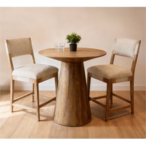 Jaden 36&quot Counter Table Set with 2 Clara Bar Chairs in Beige Linen