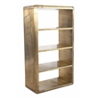 Pilot Book Case in Brass with 4 Shelves Crafted from Solid Wood and Aluminum