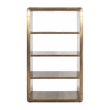 Pilot Book Case in Brass with 4 Shelves Crafted from Solid Wood and Aluminum