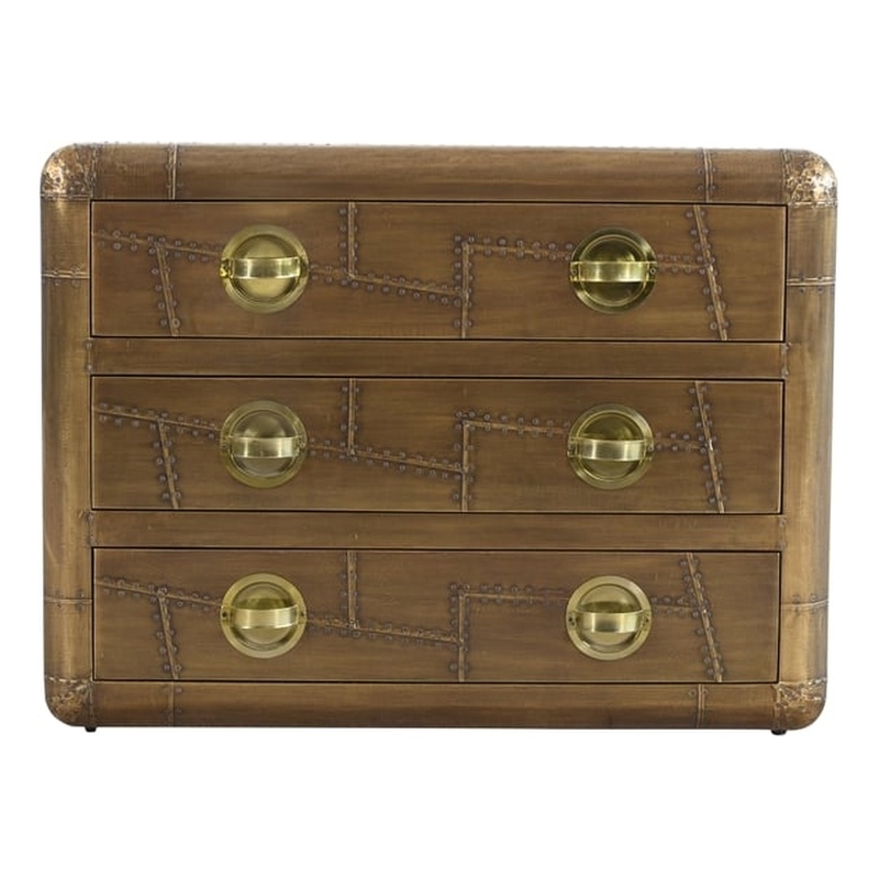 Pilot 3 - Drawer Chest in Brass Crafted From Solid Wood and Aluminum