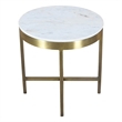 Orlando Ivory Marble Top Round Side Table In Brass Color Iron Base