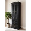 Jenna Louvered Doors Cabinet In Charcoal Finish on Solid Wood