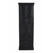 Jenna Louvered Doors Cabinet In Charcoal Finish on Solid Wood