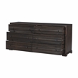 Carmenita 6 Drawer Dresser in Rich Umber Brown Finish on Solid Wood
