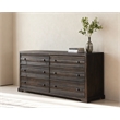 Carmenita 6 Drawer Dresser in Rich Umber Brown Finish on Solid Wood