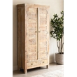 Jenna Louvered Doors Armoire In Natural Finish on Solid Wood