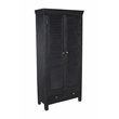 Jenna Louvered Doors Armoire In Charcoal Finish on Solid Wood