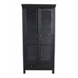 Jenna Louvered Doors Armoire In Charcoal Finish on Solid Wood