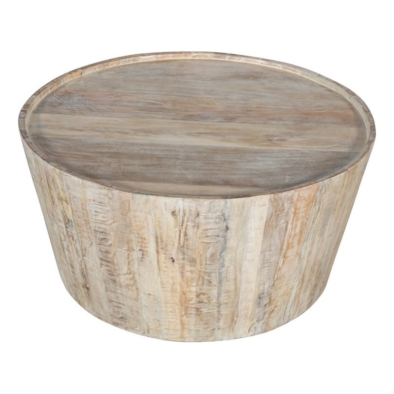 Jenna Drum Coffee Table In Natural Finish on Mango Solid Wood