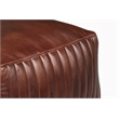 Brie Genuine Leather Square Pouf in a Modern Burgundy Finish