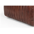 Brie Genuine Leather Square Pouf in a Modern Burgundy Finish