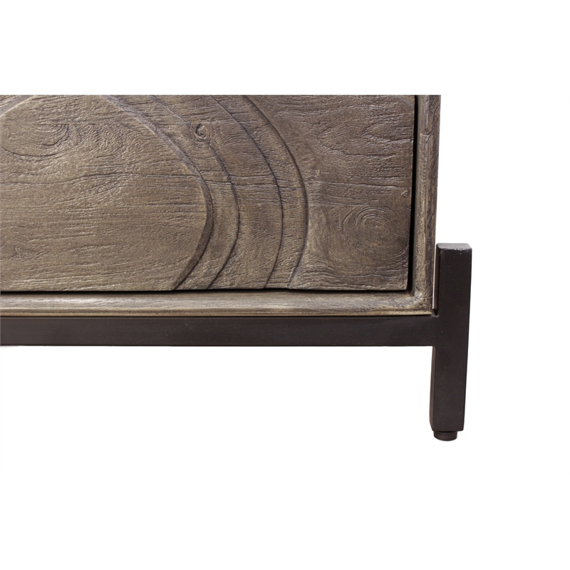 Bristol Nightstand in Smoked Ash Finish on Mango Solid Wood