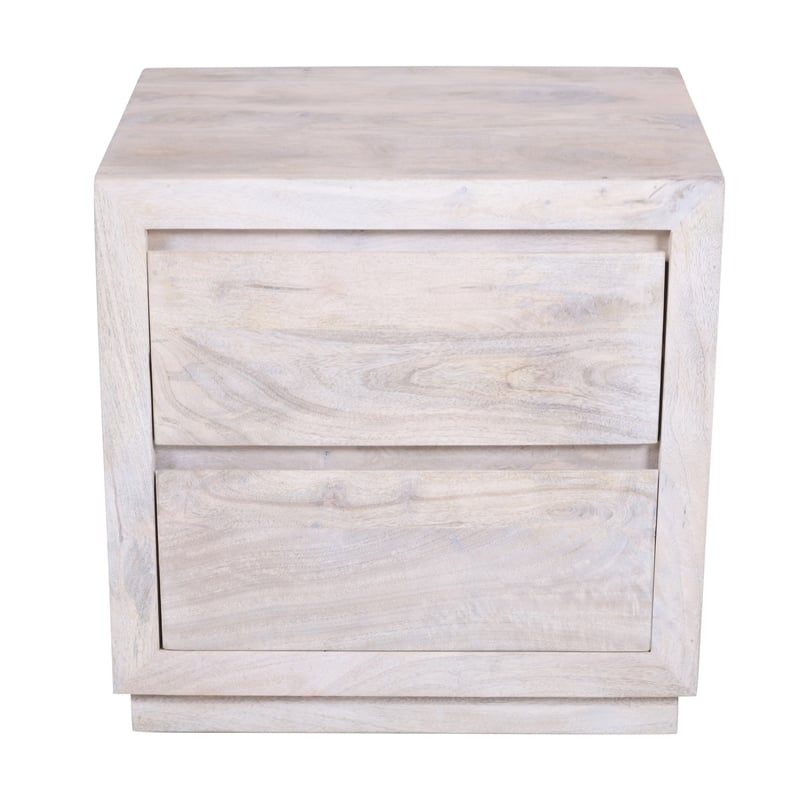 Sarah 2 Drawer Nightstand in Brushed Ivory Finish on Solid Wood