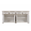Carter 4-Drawer 4-Door Sideboard in Distressed White Finish on Solid Wood
