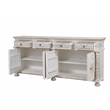Carter 4-Drawer 4-Door Sideboard in Distressed White Finish on Solid Wood