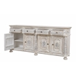 Carter 4-Drawer 4-Door Sideboard in Distressed White Finish on Solid Wood