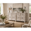 Carter 4-Drawer 4-Door Sideboard in Distressed White Finish on Solid Wood