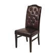 Set of 2 Tufted Back Genuine Leather Side Chairs in Burgundy