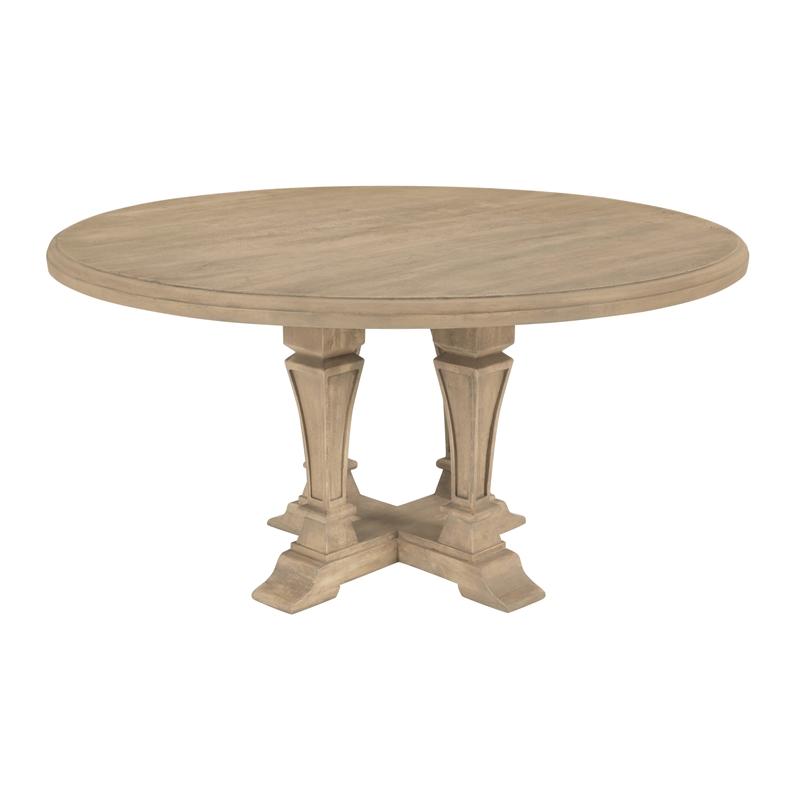 Carmenita Round Dining Table In Smoky Walnut Finish on Solid Wood