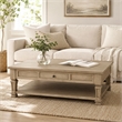 Carmenita 2 Drawer Cocktail Table In Smoky Walnut Finish on Solid Wood