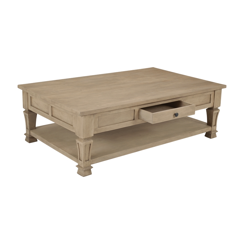 Carmenita 2 Drawer Cocktail Table In Smoky Walnut Finish on Solid Wood
