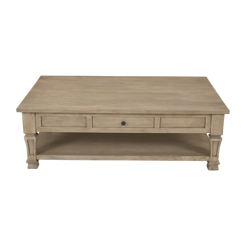 Carmenita 2 Drawer Cocktail Table In Smoky Walnut Finish on Solid Wood