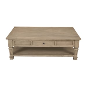 Carmenita 2 Drawer Cocktail Table In Smoky Walnut Finish on Solid Wood