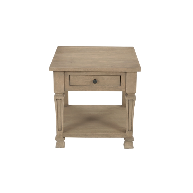 Carmenita 1 Drawer End Table In Smoky Walnut Finish on Solid Wood