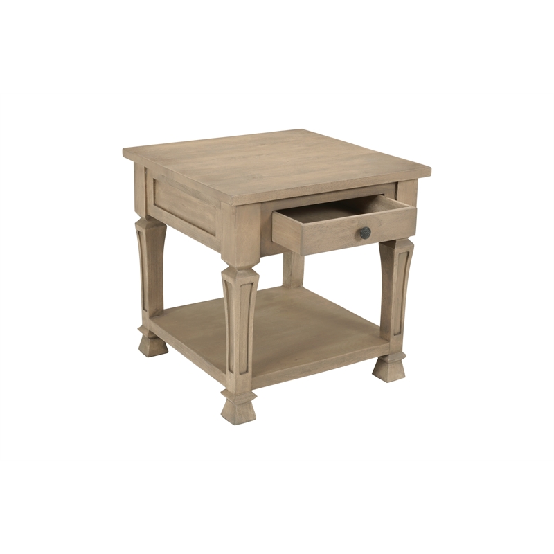 Carmenita 1 Drawer End Table In Smoky Walnut Finish on Solid Wood