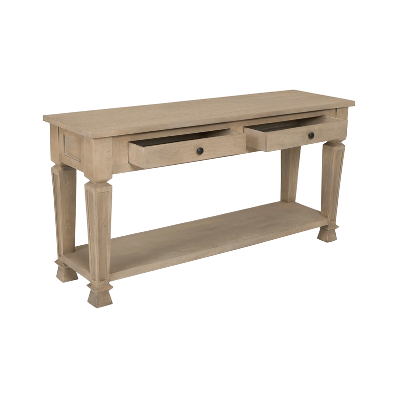 Carmenita 2 Drawer Console Table In Smoky Walnut Finish on Solid Wood