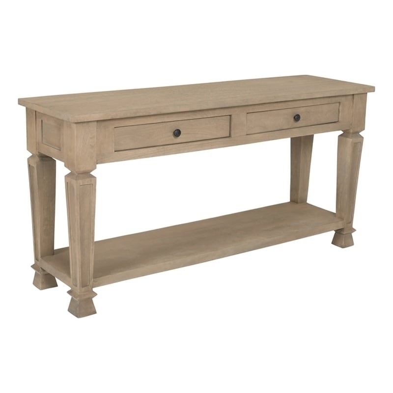 Carmenita 2 Drawer Console Table In Smoky Walnut Finish on Solid Wood