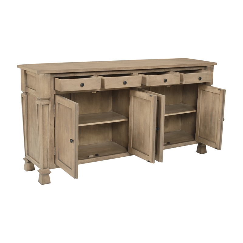 Carmenita 4 Door Sideboard In Smoky Walnut Finish on Solid Wood